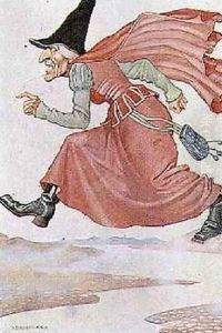 She Went an Hours Walk with Every Stride, illustration to a story from The Worlds Fairy Tale Book, pub. by G. Harrap and Co. Ltd., London