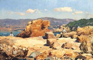 Pecheurs sur des Rochers, Pres de Marseille by Jean-Baptiste Olive
