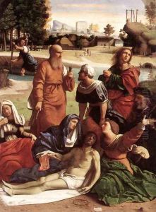 Mourning the Dead Christ by Giovanni Battista Benvenuti (see Ortolano)