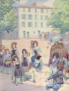 Napoleon Bonaparte 1769-1821 as a child in a dispute with his comrades in front of his home in Ajaccio Corsica by Jacques Onfray de Breville