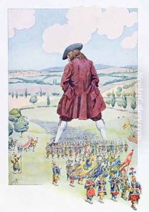 Gulliver inspecting the Lilliputian army Gulliver inspecting the Lilliputian army