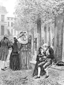 Napoleon Bonaparte 1769-1821 Taking Charge of his Sister Elisa at St Cyr in c 1784 by Jacques Onfray de Breville
