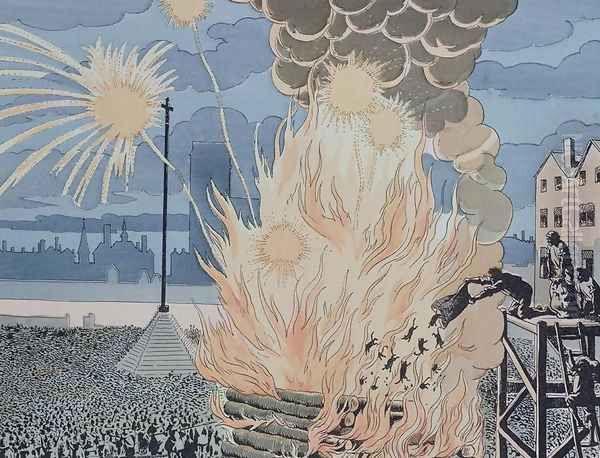 Cats thrown into the bonfire in the Place de Greve Paris during the night of the summer solstice - view 1
