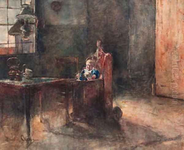 An interior with a child in a baby-chair - view 1