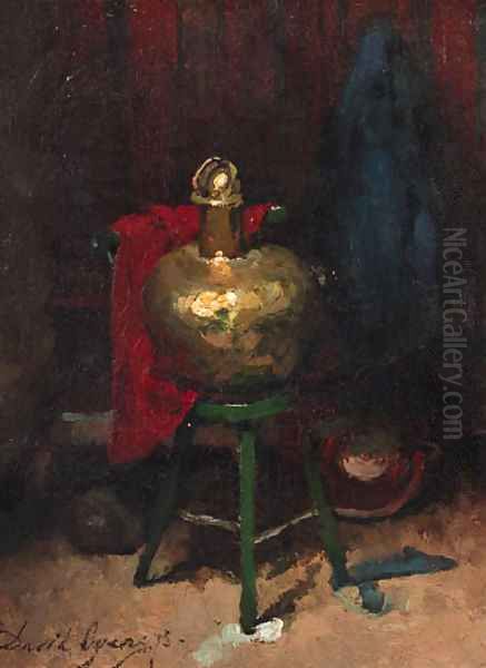 The artist's studio with the set up for a still life - view 1
