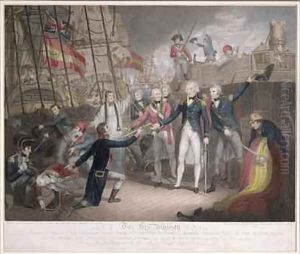 Admiral Nelsons boarding the two Spanish Ships 14th February 1797 by Daniel Orme