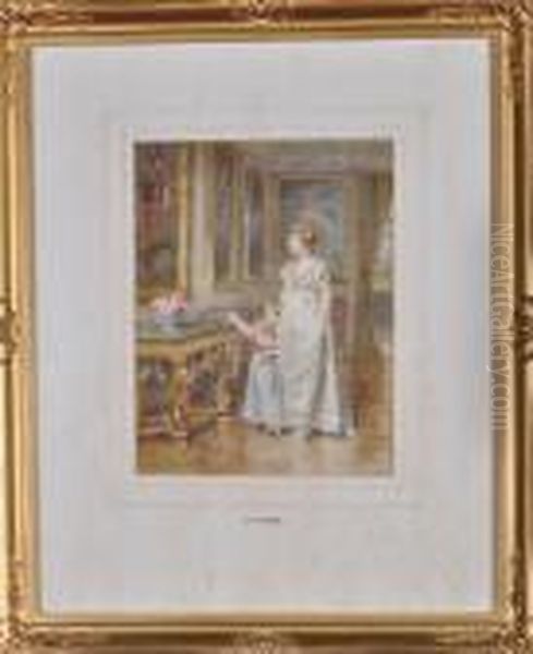 The Interior Of A Country House With A Lady Showing A Young Daughter A Family Portrait - view 1