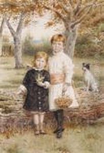 Children Picking Flowers by George Goodwin Kilburne