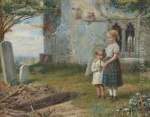 Girls In A Church Yard - view 1
