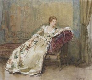 A Lady Resting On A Day Bed A Lady Resting On A Day Bed