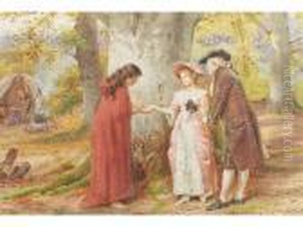 The Gypsy Fortune Teller With Elegant Couple In A Beechwood - view 1