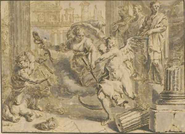 War, Vanity and Time wreaking destruction on the works of Emperors - view 1