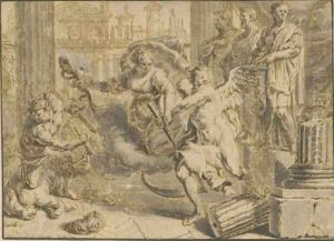 War, Vanity and Time wreaking destruction on the works of Emperors by Richard van Orley