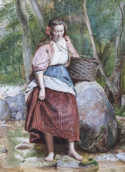 Country Girl By A Stream - view 1