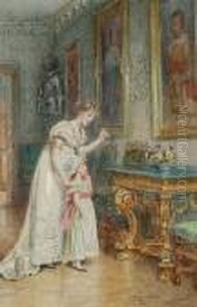 Mother And Child In A Picture Gallery - view 1
