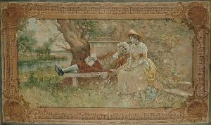 An Elegant Couple Reclining Beside A River