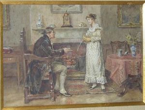 By The Fire by George Goodwin Kilburne