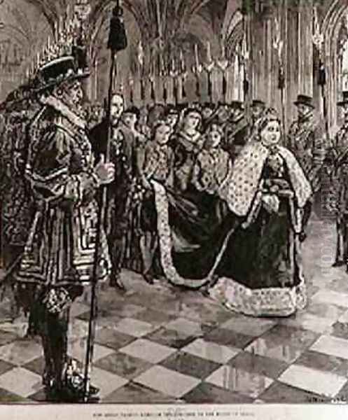 The Queen Passing through the Corridor to the House of Lords, from The Illustrated London News, 30th January 1886 - view 1