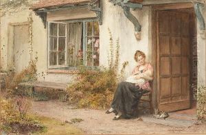 Mother And Child At The Cottage Door by George Goodwin Kilburne