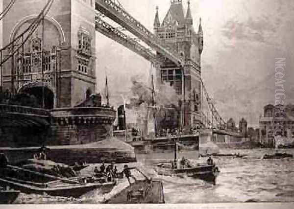 The Tower Bridge, to be Erected Over the Thames: Foundation Stone Laid by the Prince of Wales on Monday Last, from The Illustrated London News, 26th June 1886 - view 1