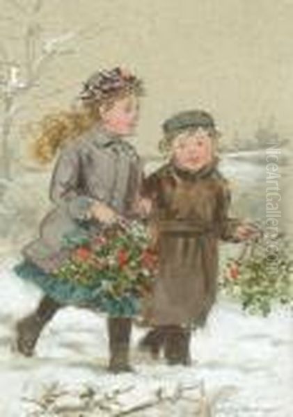 Children Playing In The Snow - view 1