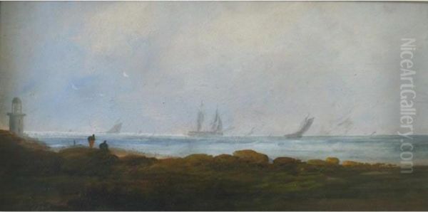 Coastal Scene With Vessels Offshore - view 1