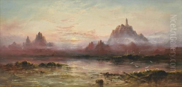 La Corbiere Lighthouse, Jersey At Sunset - view 1