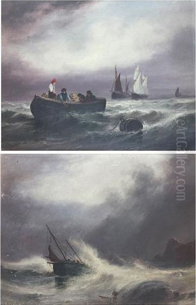 Fishing Boat In Rough Sea, Together Withanother Of Fishermen And Their Boats In A Calm - view 1