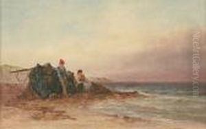 Shore Scene With Two Figures By A Boat