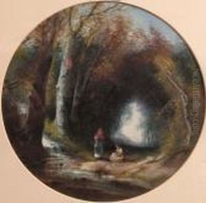 Twofigures In A Woodland By A Spring