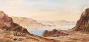 An Extensive Coastal Landscape, Figures To The Fore, Signed