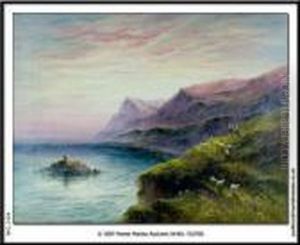Janvrin's Tomb, Portelet Bay,jersey Oil On Canvas, Signed 18.5 X 25in