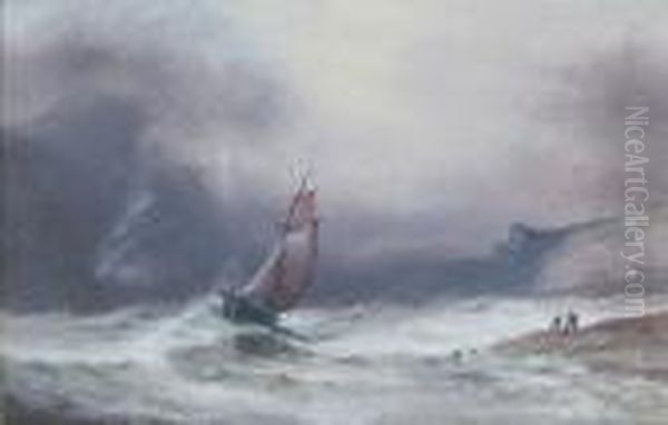 Fishing Boat In Choppy Seas Just Off The Coast, 'kilpack' On Label Verso - view 1