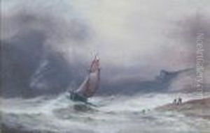 Fishing Boat In Choppy Seas Just Off The Coast, 'kilpack' On Label Verso by S.L. Kilpack