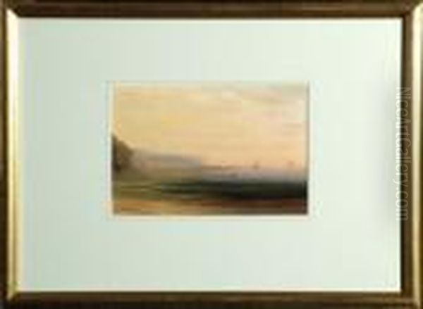 A Coastal Scene With Shipping At Sunset - view 1