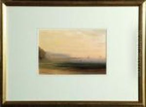 A Coastal Scene With Shipping At Sunset by S.L. Kilpack