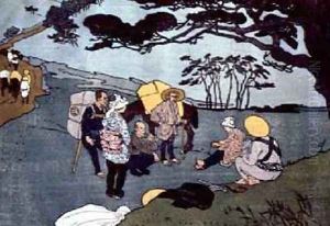 Travellers Break on a Mountain Road in Japan 1903 by Emil Orlik
