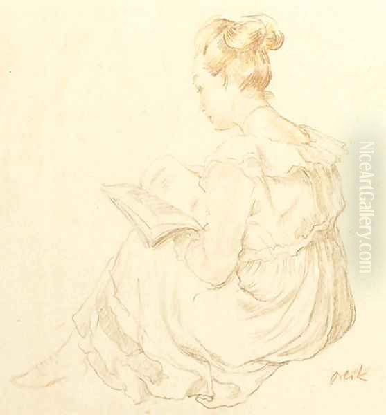 A girl reading - view 1