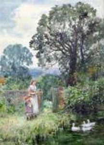 Feeding The Ducks by Henry John Yeend King
