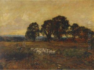 Gentleman Herder With His Dog And Flock by Henry John Yeend King