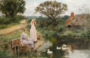 Feeding The Ducks by Henry John Yeend King