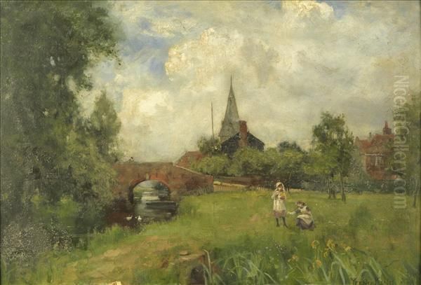 Children Playing By The River - view 1