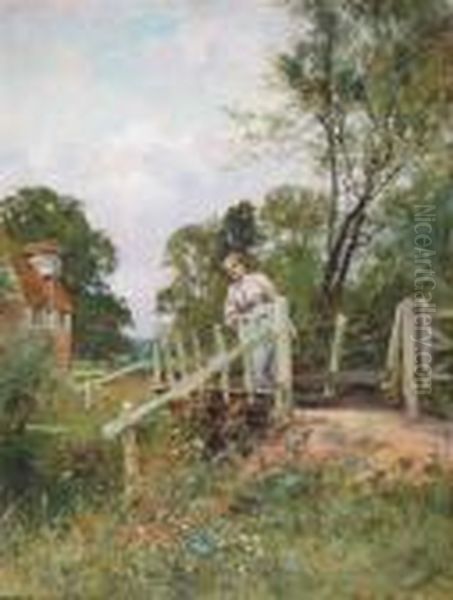 A Girl On A Bridge, A Cottage Beyond - view 1