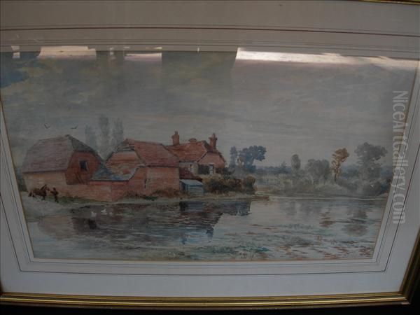 Rba Roi River Scene Watercolour Signed Lower Right 30cm X 49cm - view 1