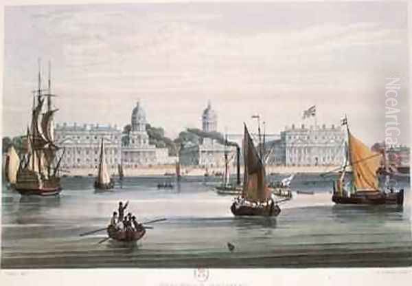 Greenwich Hospital, engraved by R.G. Reeve fl.1811-37 1828 - view 1