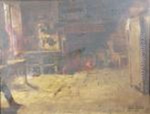 'a Cottage Interior', Oil On Canvas by Henry John Yeend King