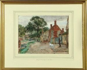 "a House Of Call" - Village Street Scene by Henry John Yeend King