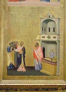 The Calling of St Matthew from the Altarpiece of St Matthew and Scenes from his Life 1367-70 by Andrea & Jacopo Orcagna di Cione