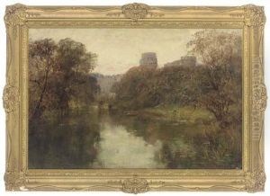 A Rowing Boat On The River Avon, Warwick Castle Beyond