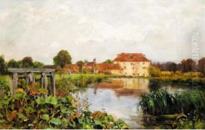A River Landscape With Houses In The Distance by Henry John Yeend King